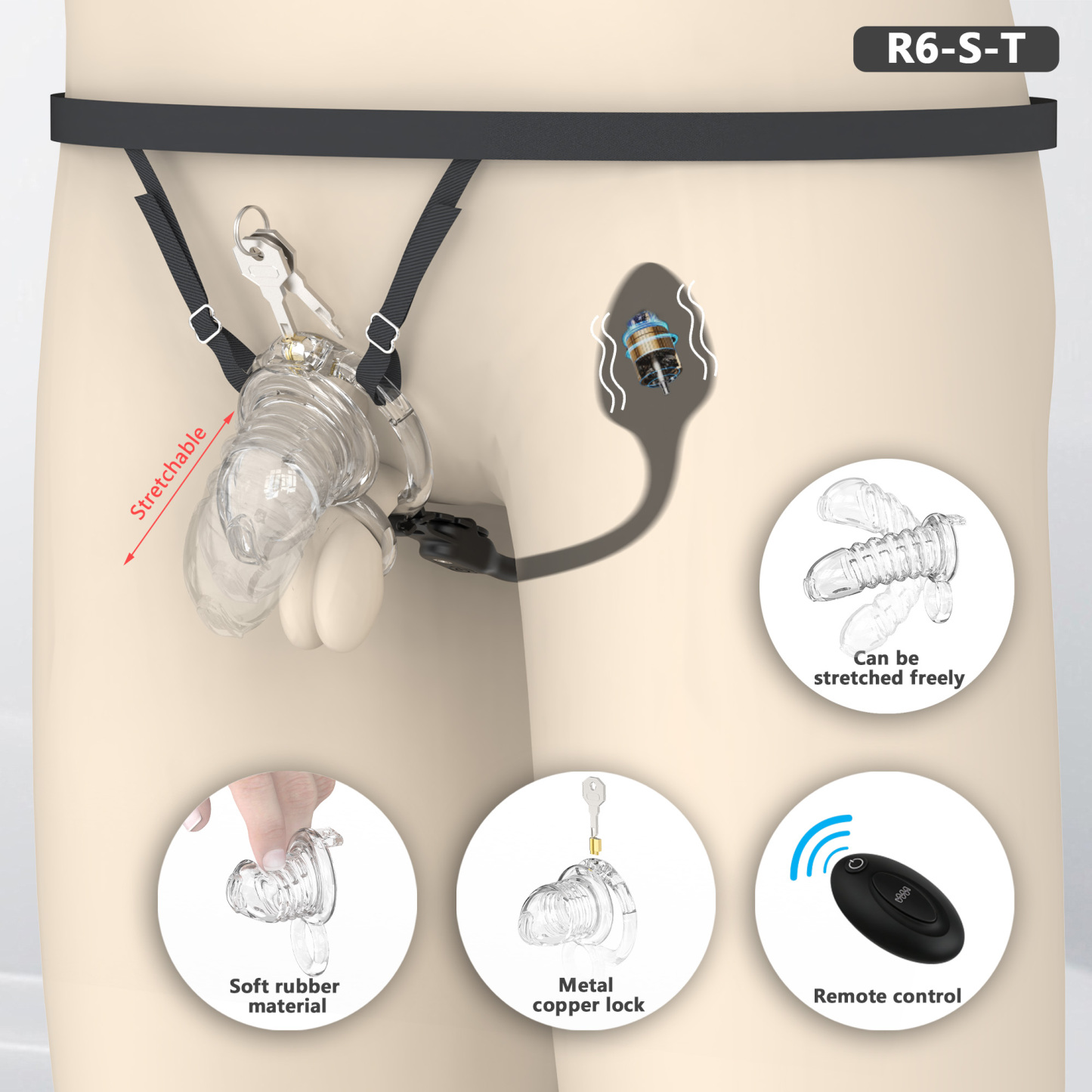Soft Chastity Cage with Optional Remote Vibrating Plug
