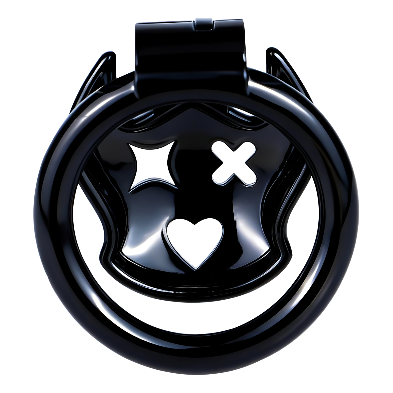 Little Devil Resin Chastity Lock – Black Heart & Horn Design
