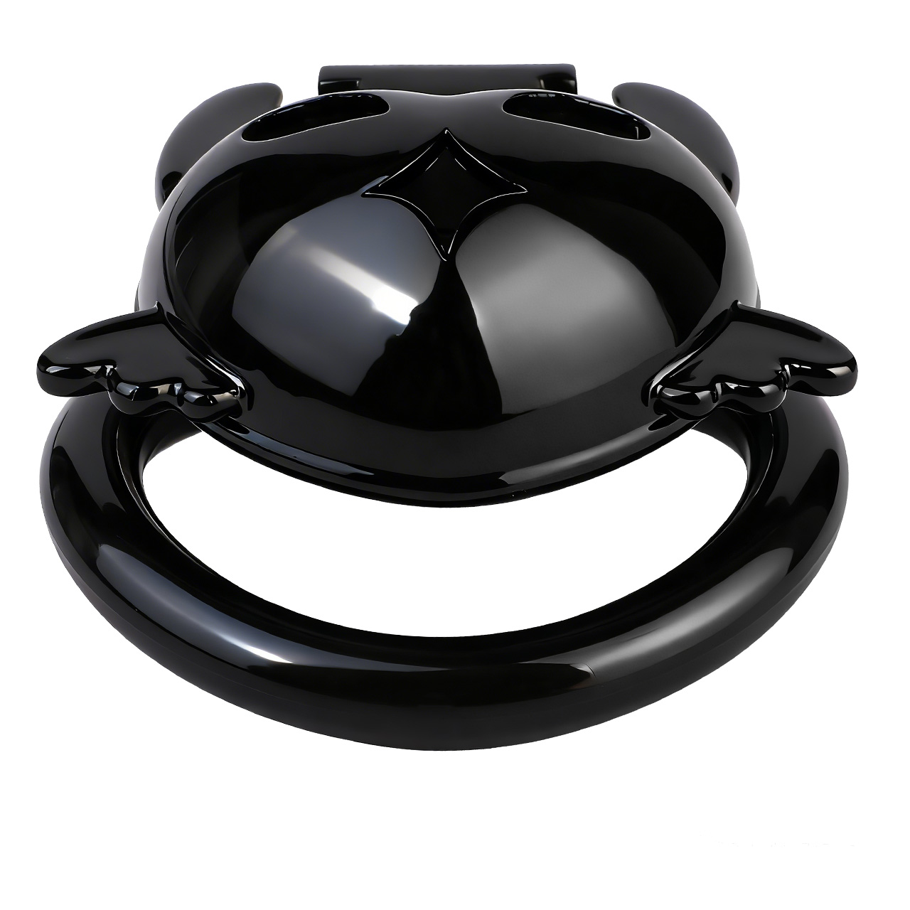 Little Devil Heart Resin Chastity Lock – Black Cute Horn Design