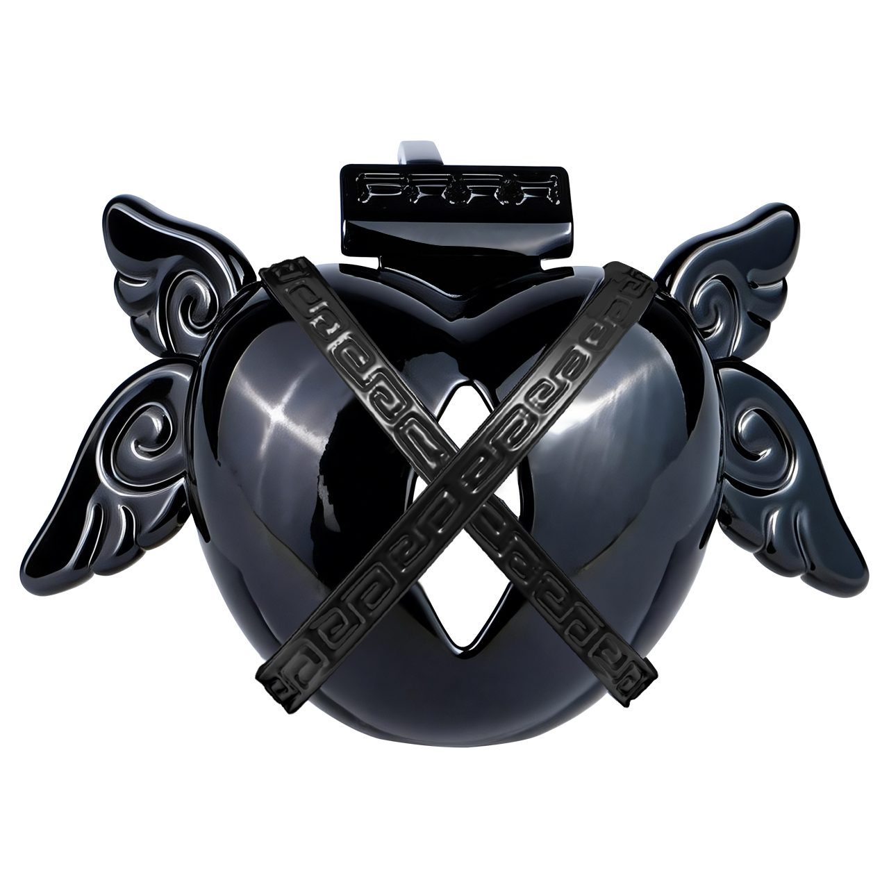 Angel Resin Chastity Lock – Black Heart Design with Wings