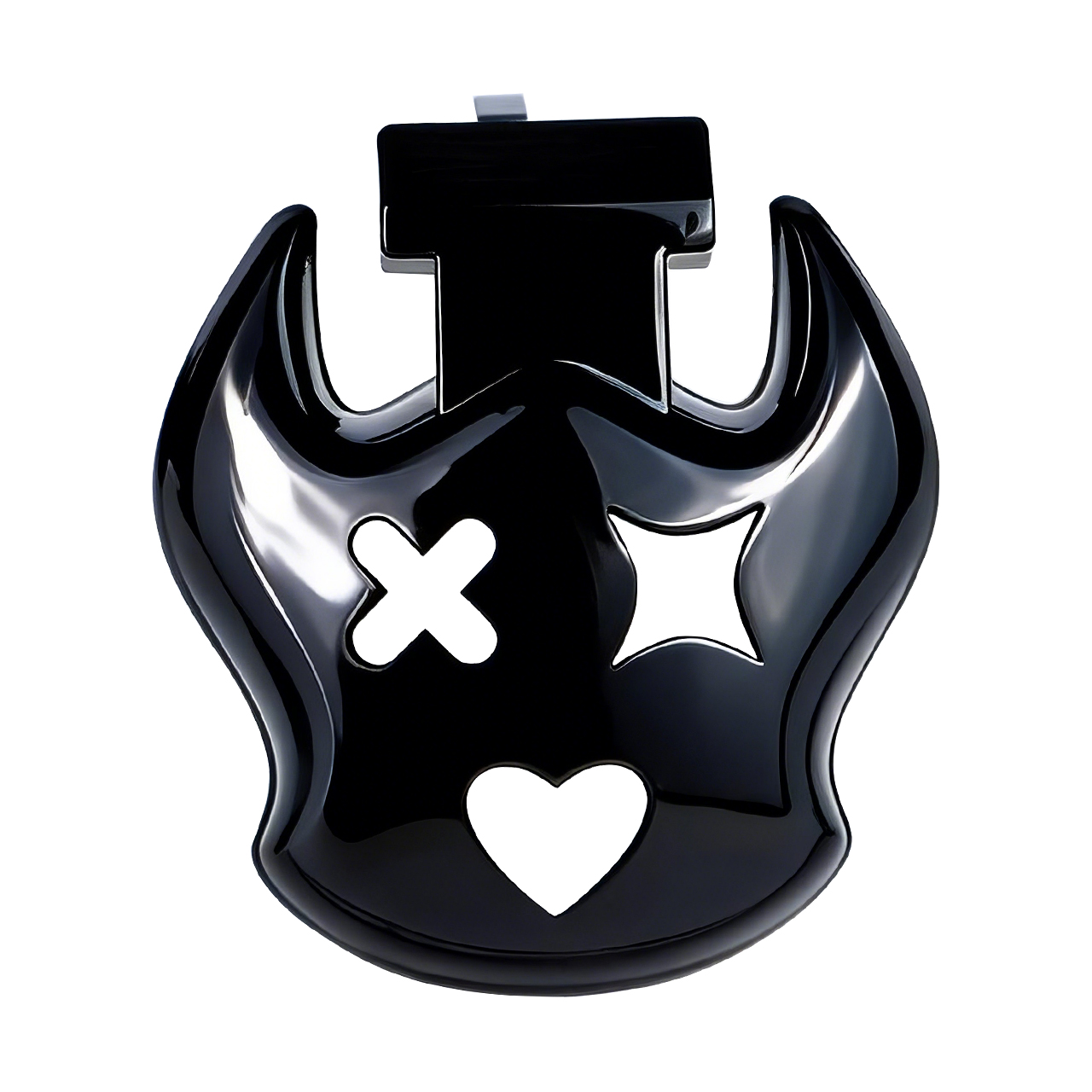 Little Devil Resin Chastity Lock – Black Heart & Horn Design