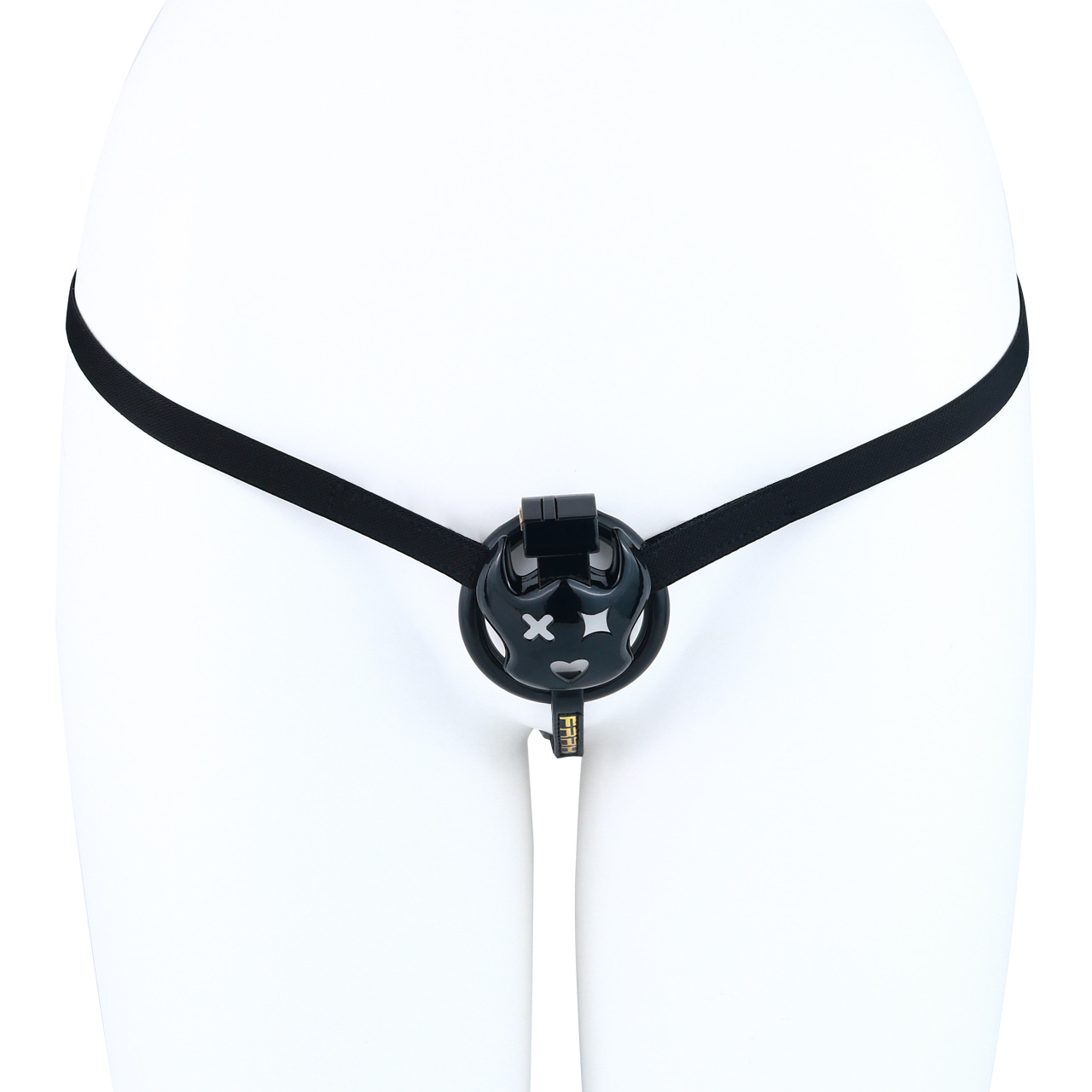 Little Devil Resin Chastity Lock – Black Heart & Horn Design