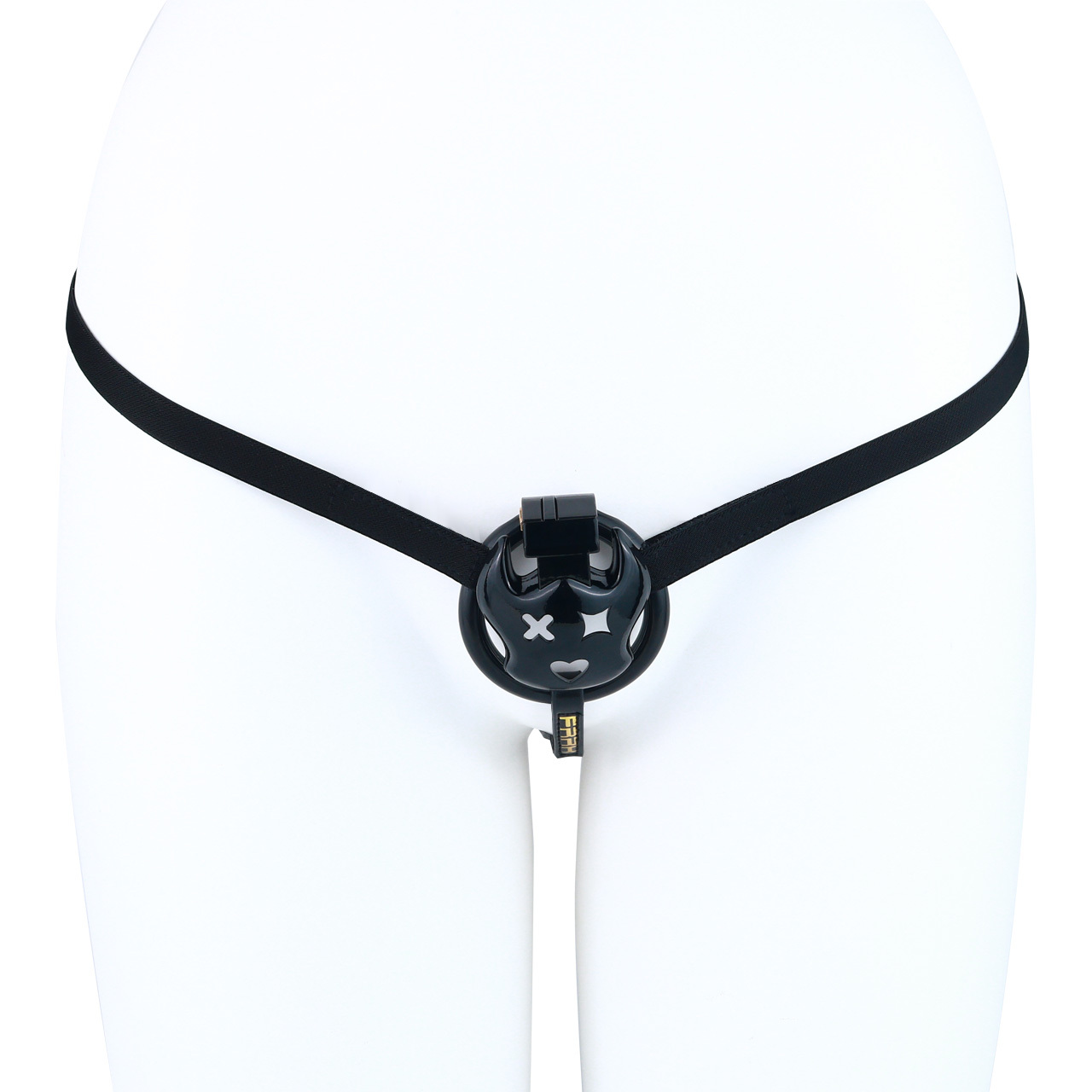 Little Devil Resin Chastity Lock – Black Heart & Horn Design