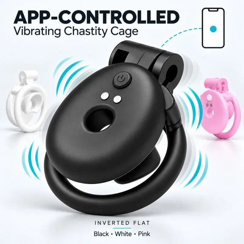 App-Controlled Vibrating Chastity Cage – Inverted Flat