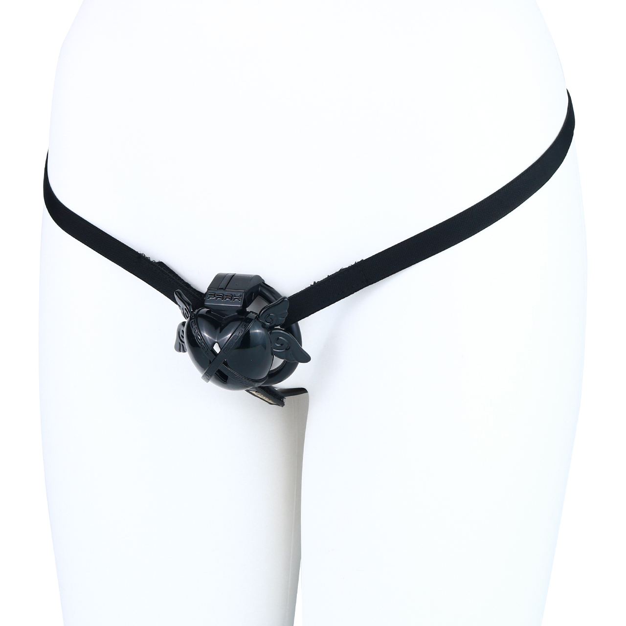 Angel Resin Chastity Lock – Black Heart Design with Wings