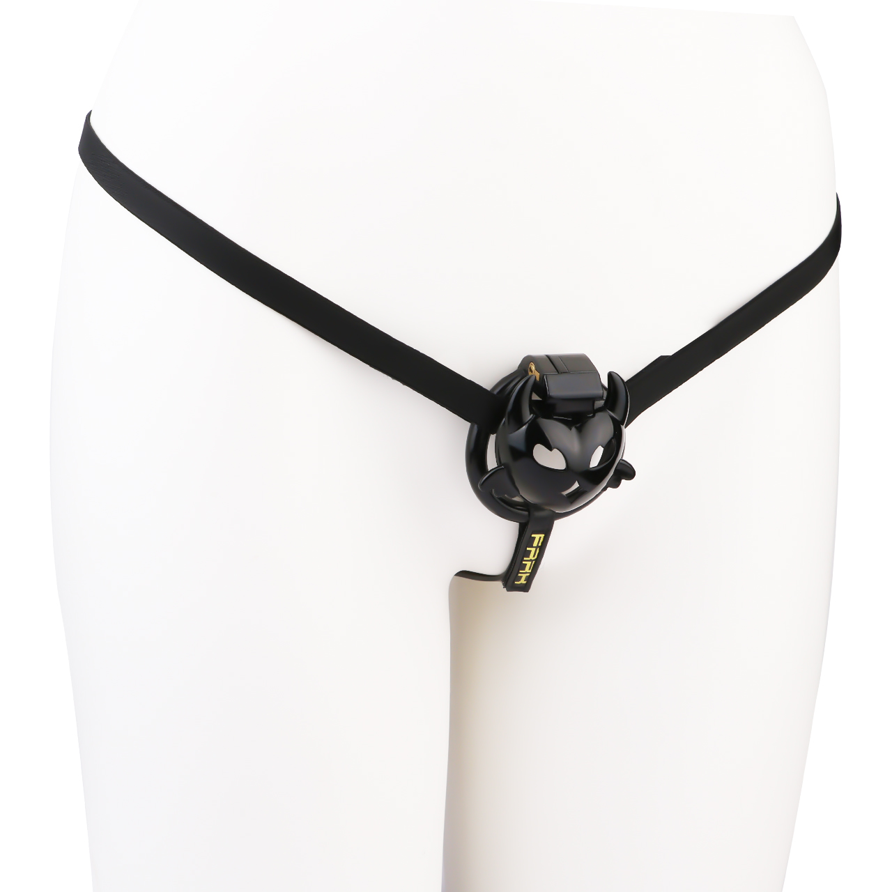 Little Devil Heart Resin Chastity Lock – Black Cute Horn Design