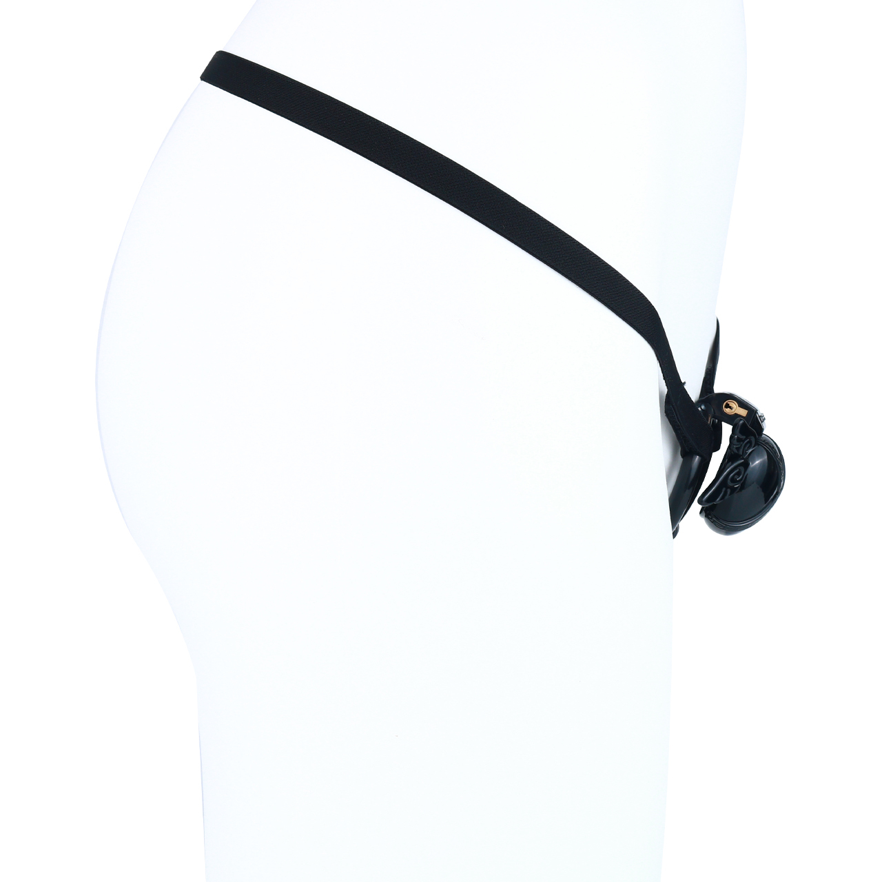 Angel Resin Chastity Lock – Black Heart Design with Wings