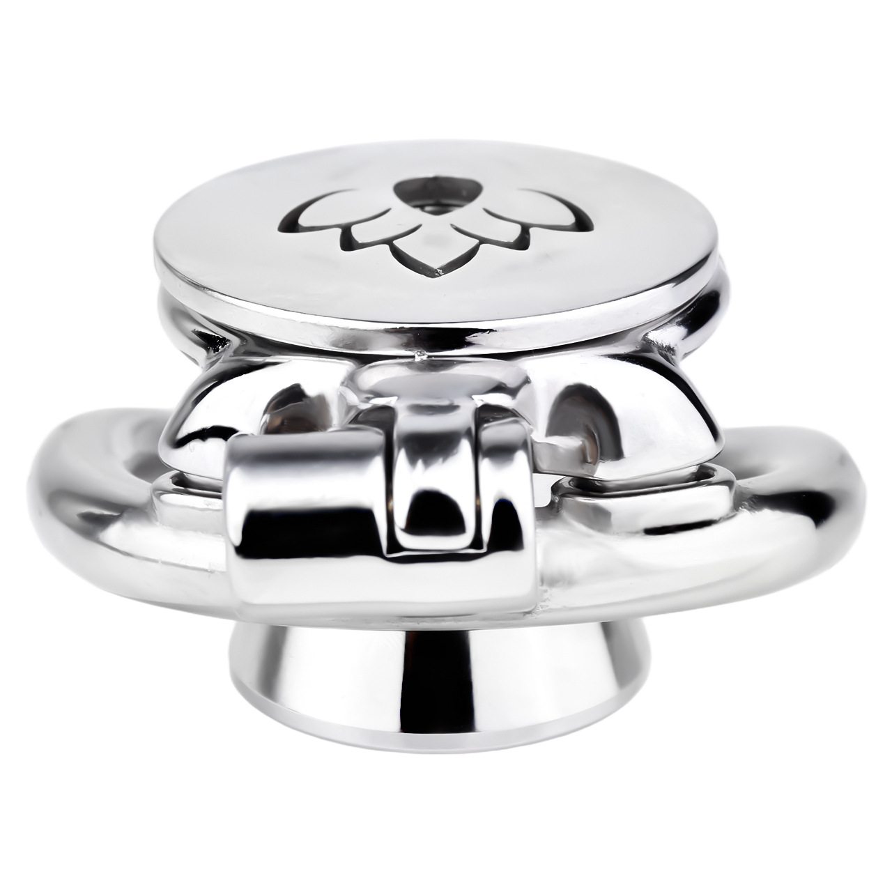 Stainless Steel Male Chastity Device with Lotus Shield — Secure Metal Chastity Cage for Long-Term Wear-ToyAura