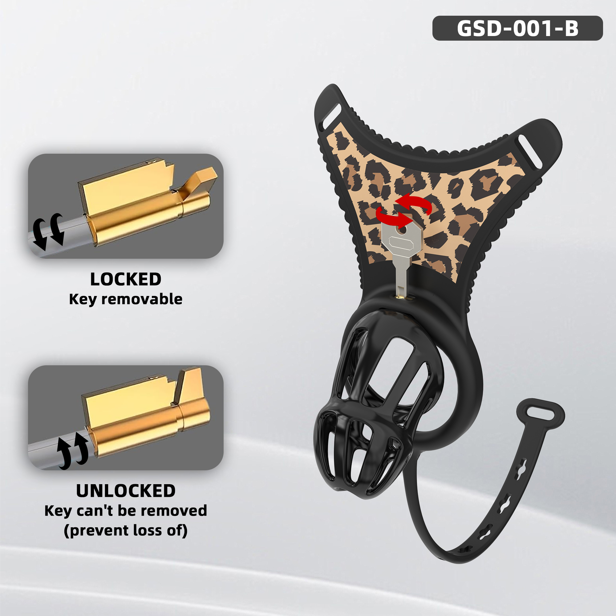 Silicone Wearable Chastity Cage with Vibrating Butt Plug & Remote Control 