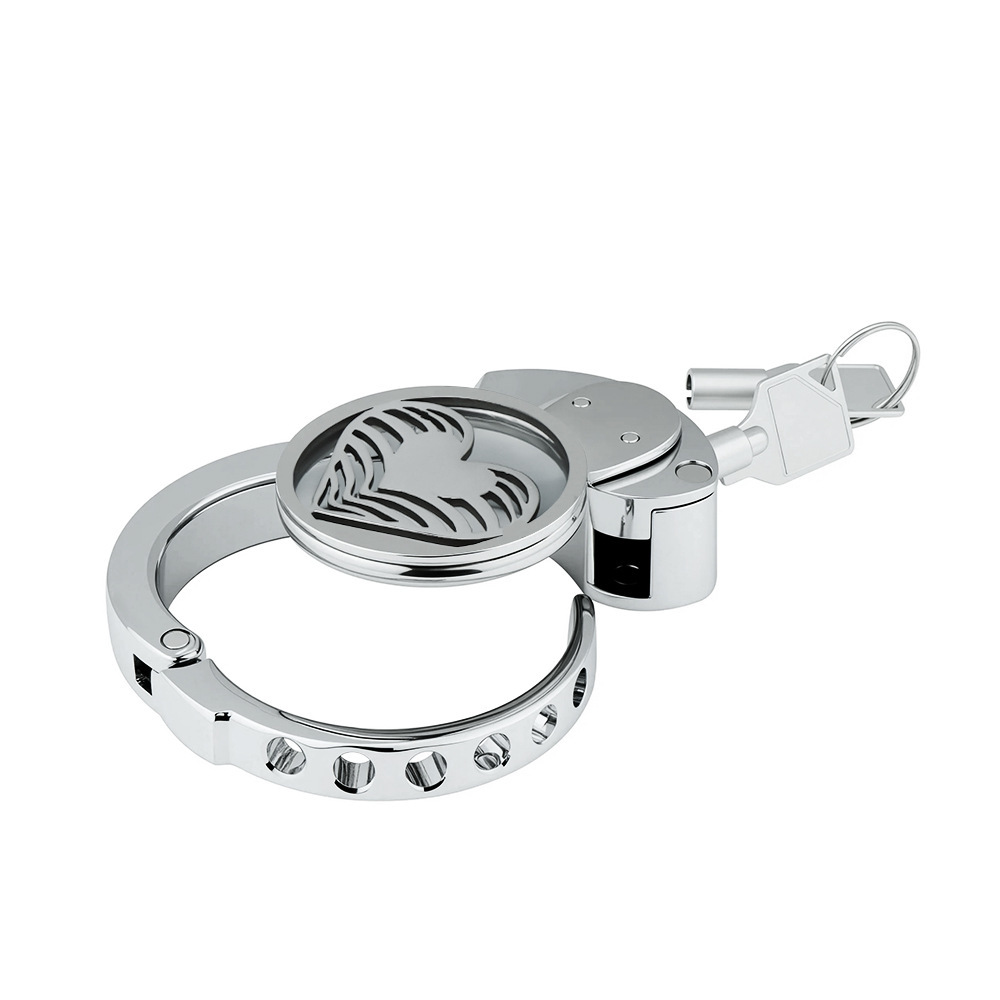 Men's Stainless Steel Heart-Shaped Chastity Cage | Includes 6 Adjustable Rings (32–50 mm)