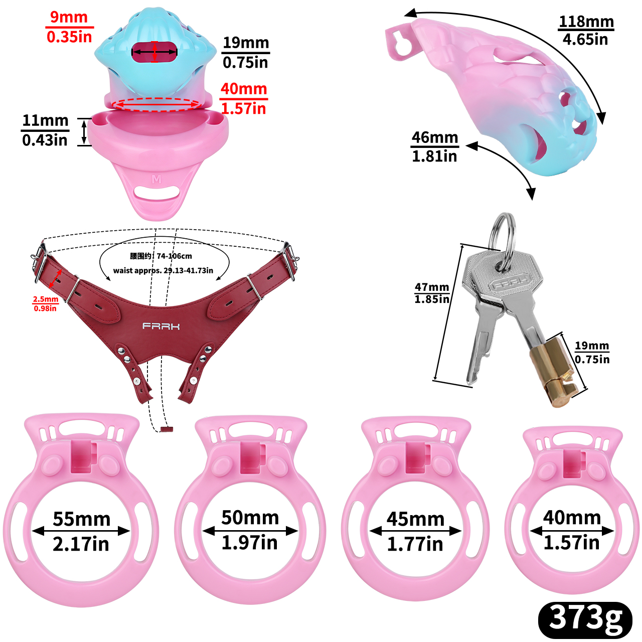 Dragon Scale Belted Chastity Cage – Ergonomic Fantasy Design with Adjustable Support Belt | Cage Sizes: S/M/L & Ring Options: S–XL