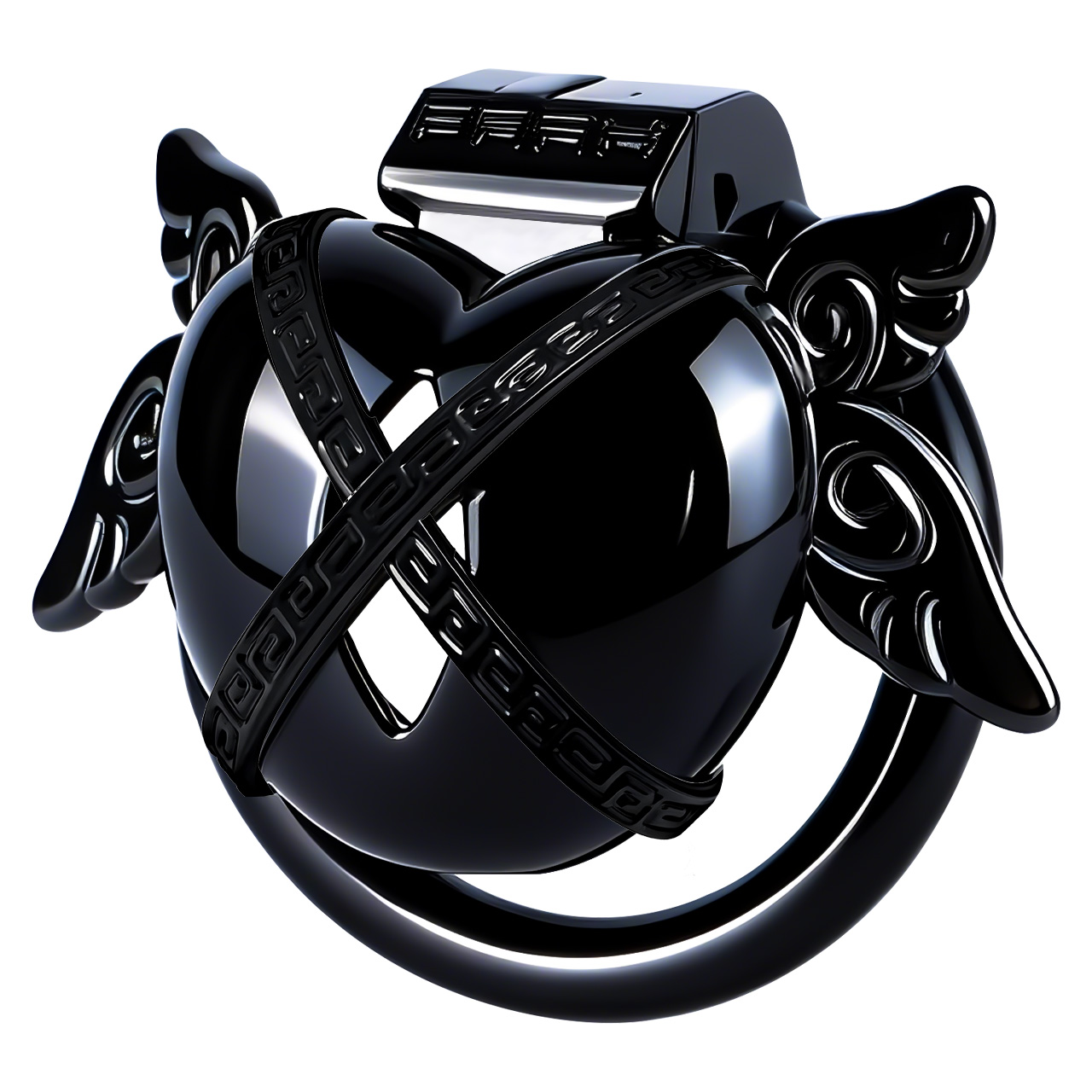 Guardian Wings Resin Chastity Lock – 3D Black Heart Design
