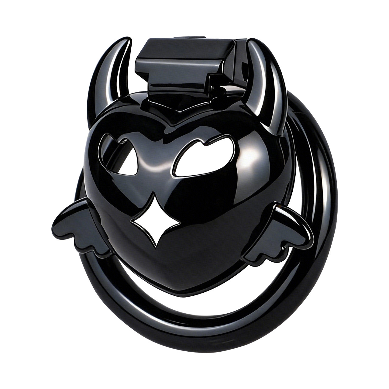 Little Devil Heart Resin Chastity Lock – Black Cute Horn Design
