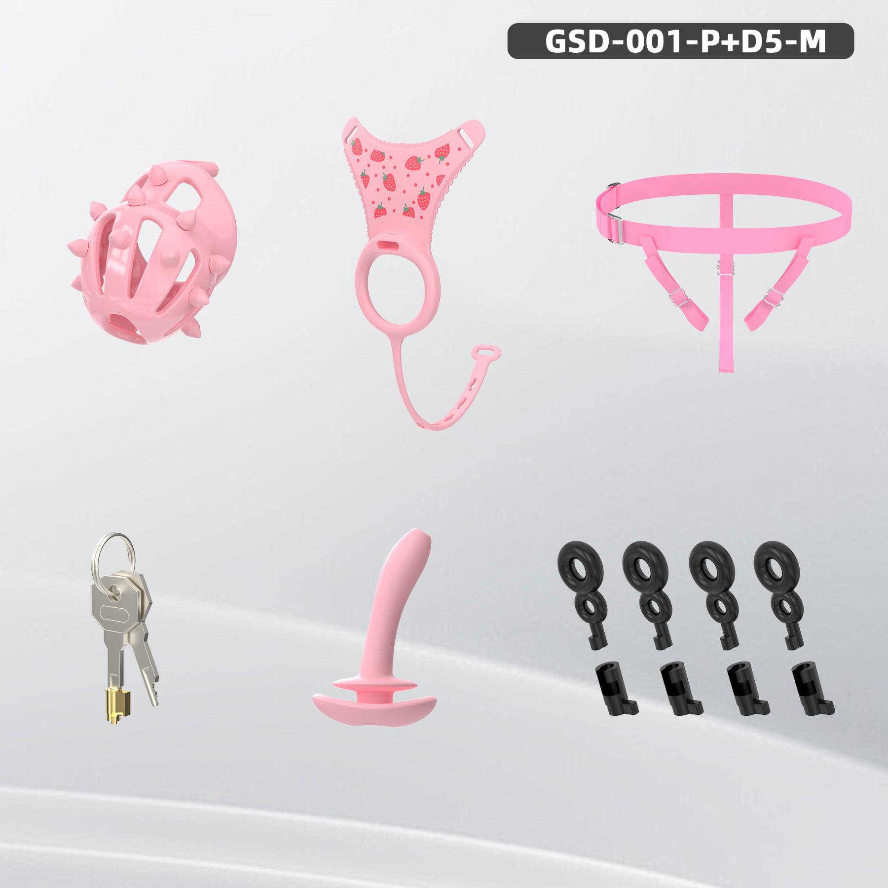 Spiked Chastity Cage Harness Set with Remote Vibrating Anal Plug