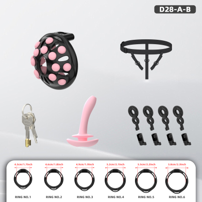 Adjustable Silicone Bead Chastity Lock Device for Men – Wearable Waist Belt & Strapless Options, Pink/Purple/Black Secure Intimate Cage with Soft Silicone Stimulation Beads