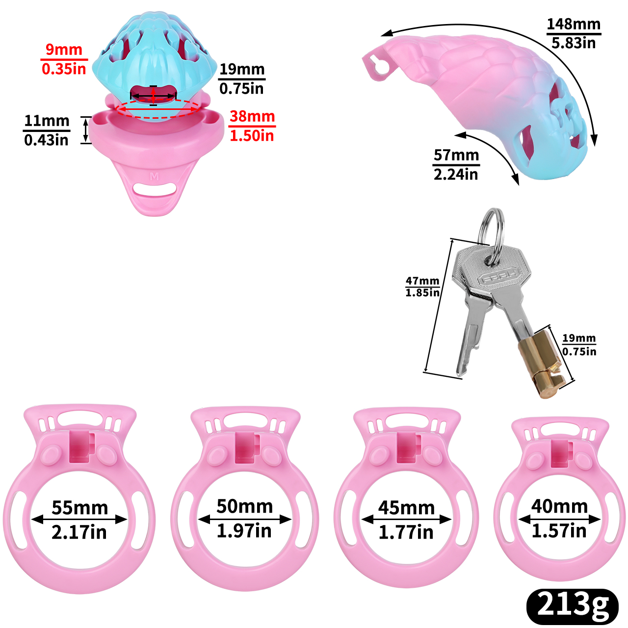 Dragon Scale Belted Chastity Cage – Ergonomic Fantasy Design with Adjustable Support Belt | Cage Sizes: S/M/L & Ring Options: S–XL