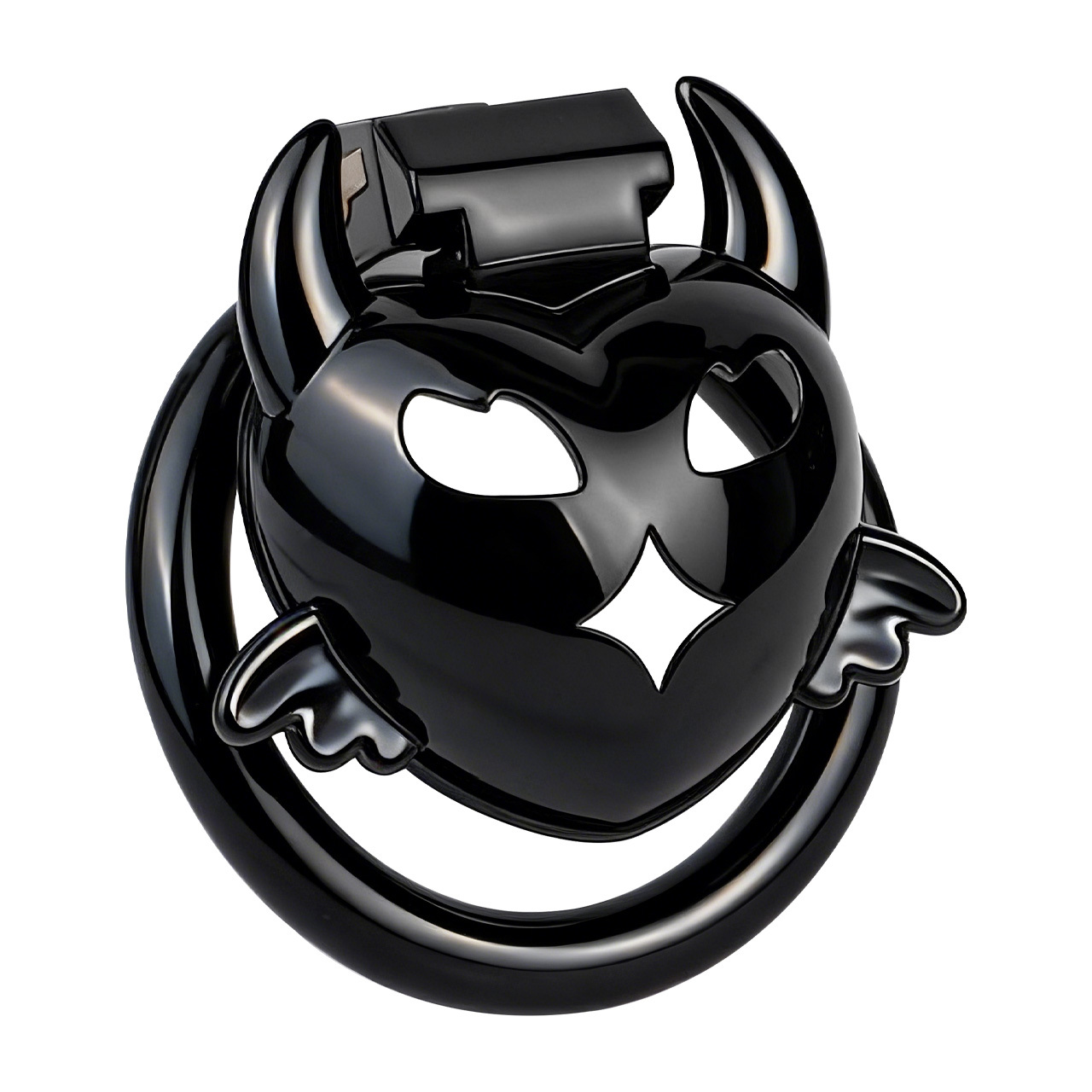 Little Devil Heart Resin Chastity Lock – Black Cute Horn Design