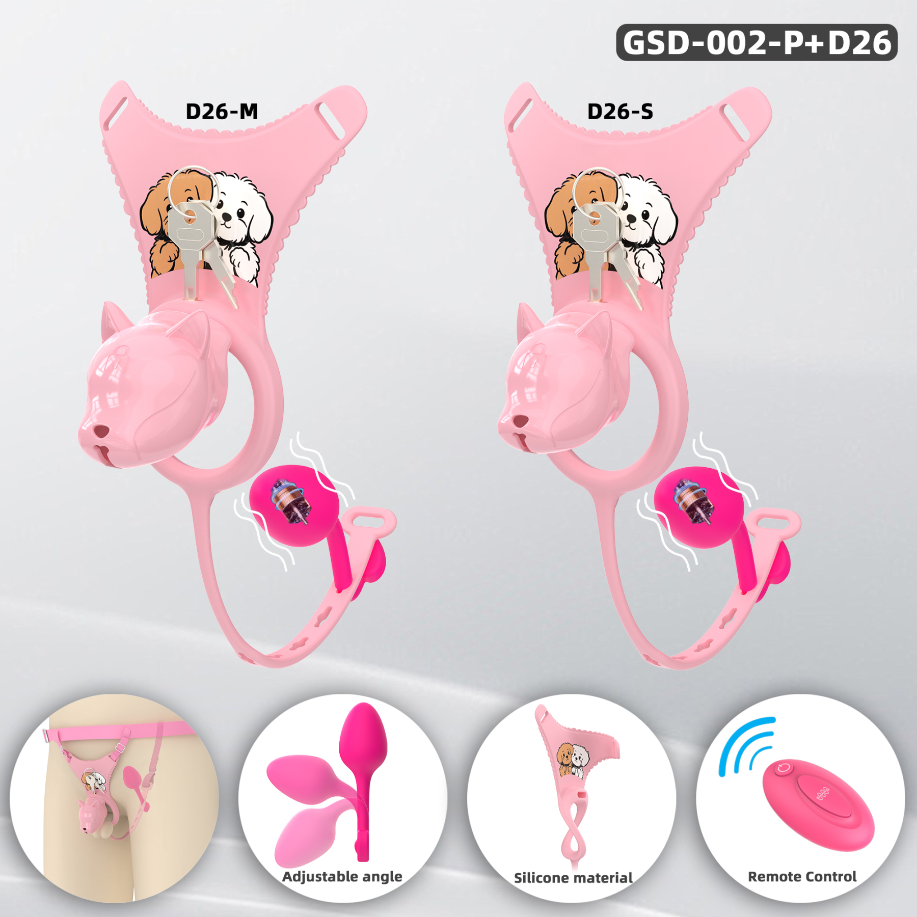 Puppy Head Chastity Cage Set with Underwear & Plug – GSD Series BDSM Restraint Kit