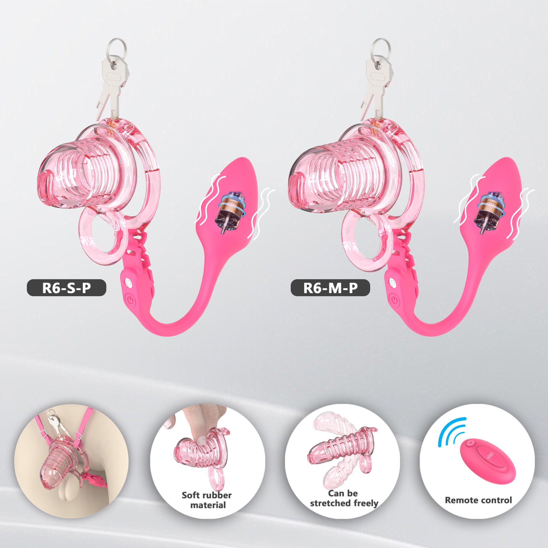 Soft Chastity Cage with Optional Remote Vibrating Plug