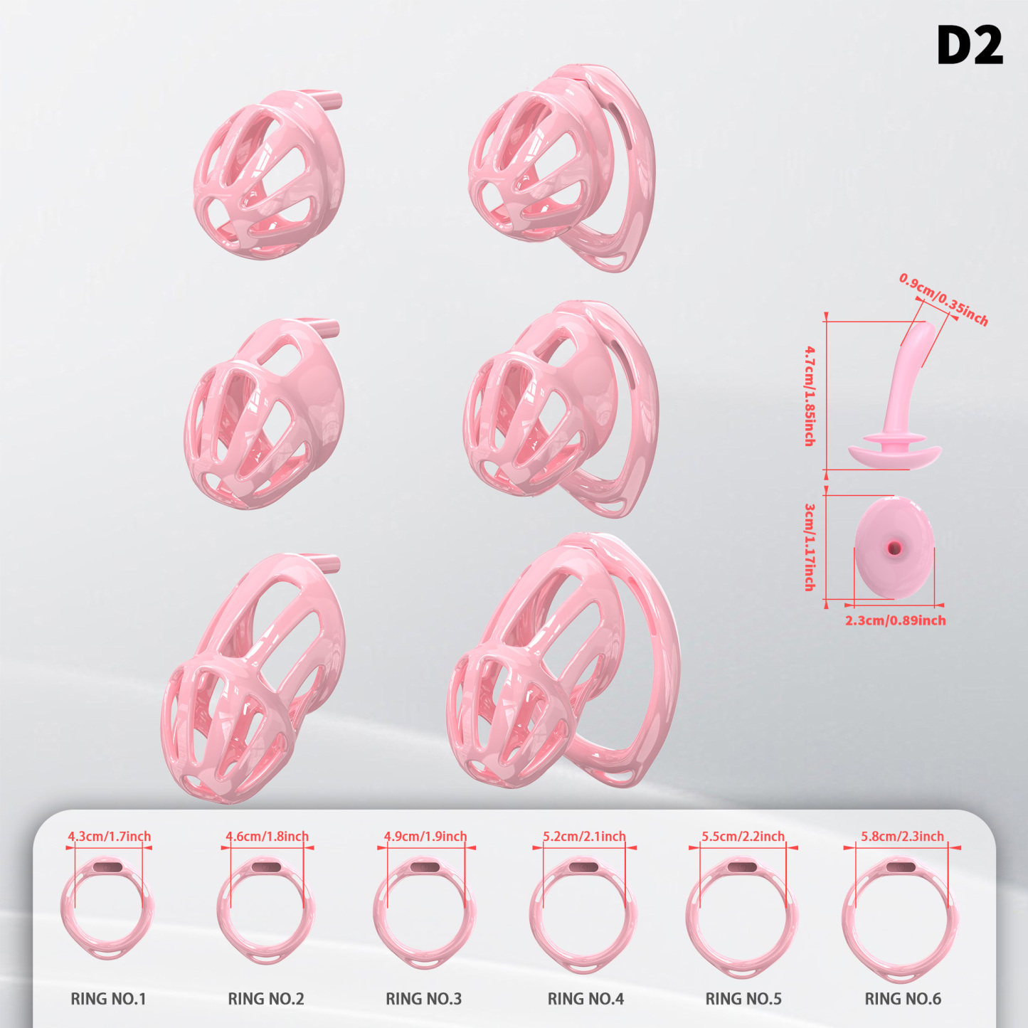 Lightweight ABS Chastity Cage with 6 Lock Rings – Breathable Male Chastity Device in Black, Pink, and Purple (S/M/L Sizes)-ToyAura