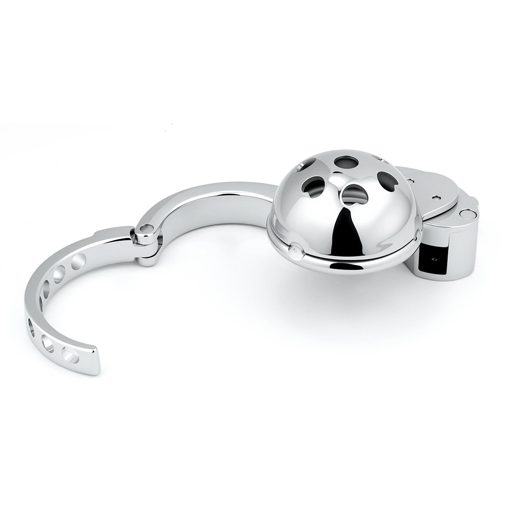 Metal Cock Chastity Cage with Invisible Button Lock – 6-Size Adjustable, Ventilated Flat-Style Chastity Device for Men-ToyAura