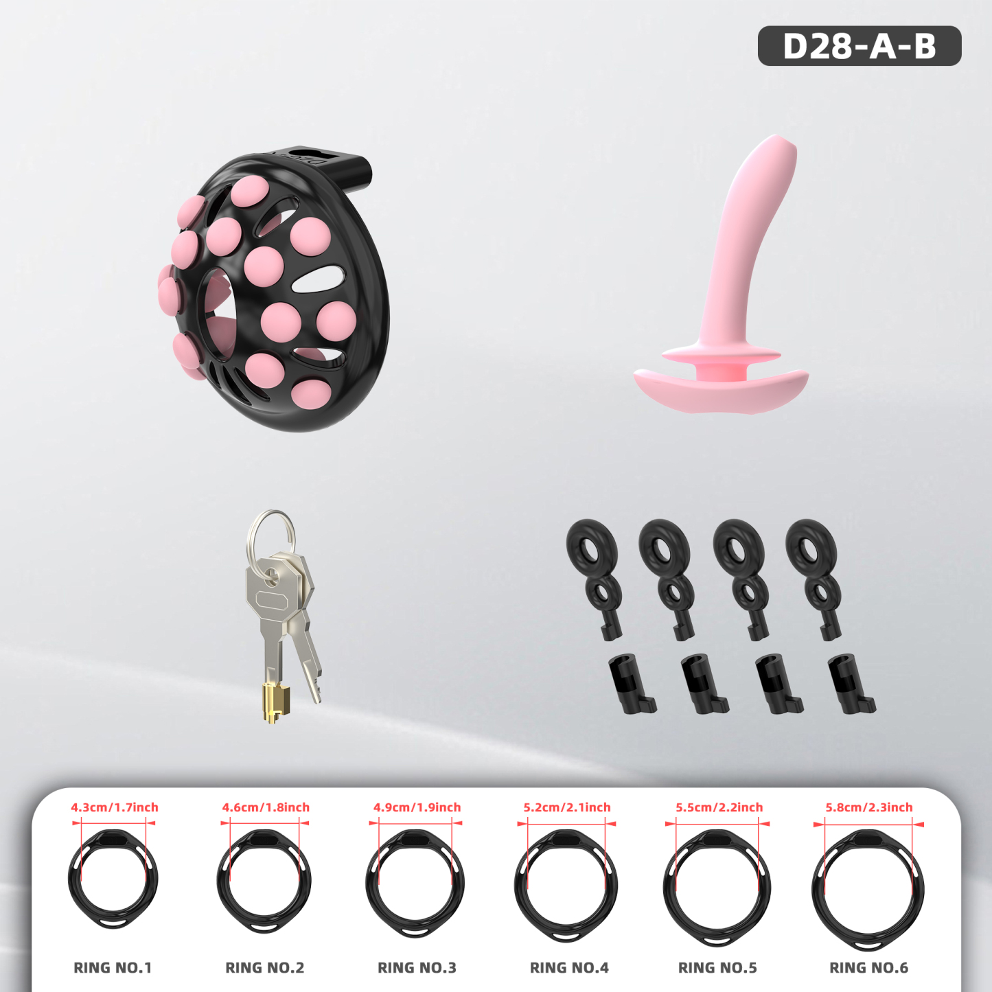 Adjustable Silicone Bead Chastity Lock Device for Men – Wearable Waist Belt & Strapless Options, Pink/Purple/Black Secure Intimate Cage with Soft Silicone Stimulation Beads