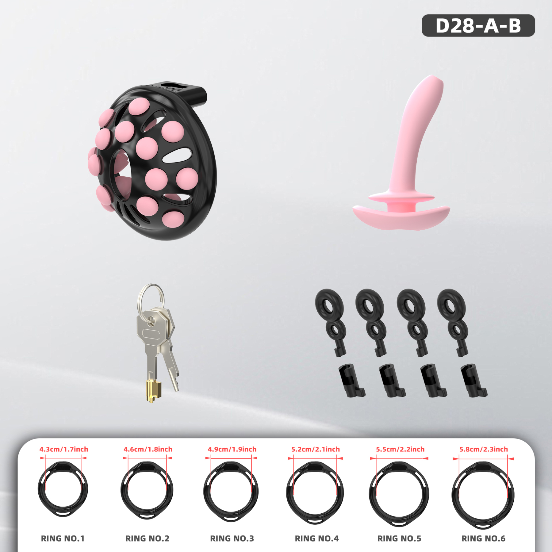 Adjustable Silicone Bead Chastity Lock Device for Men – Wearable Waist Belt & Strapless Options, Pink/Purple/Black Secure Intimate Cage with Soft Silicone Stimulation Beads