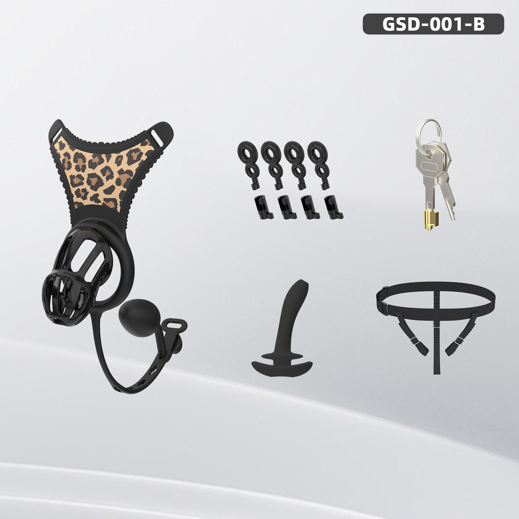 Silicone Wearable Chastity Cage with Vibrating Butt Plug & Remote Control 