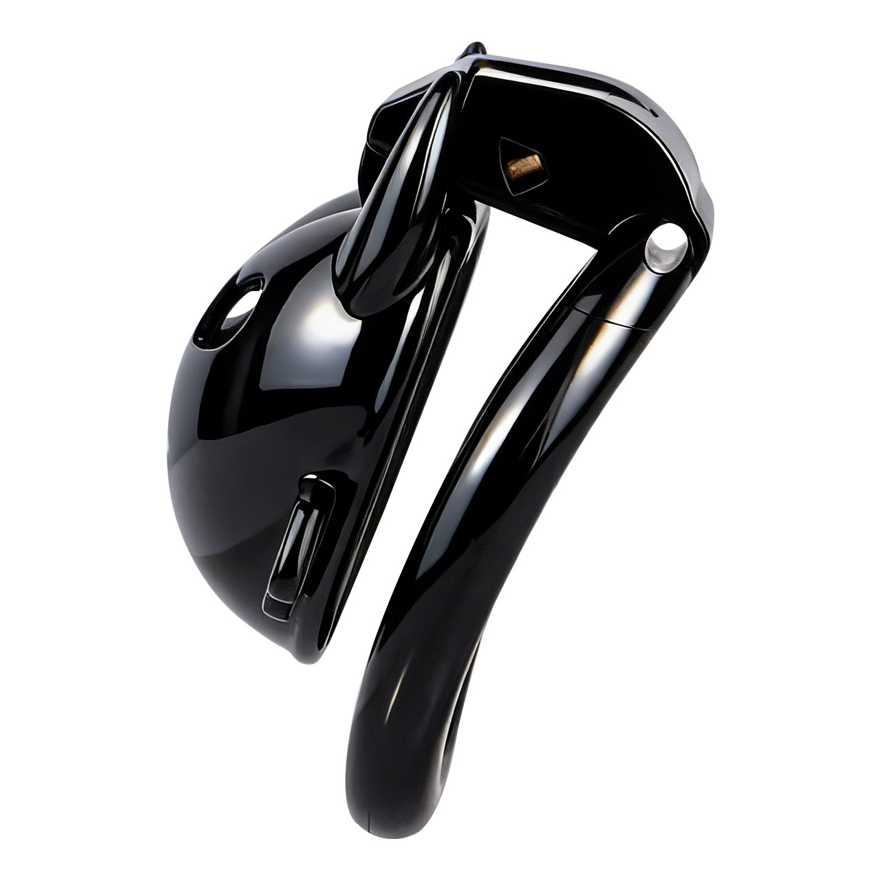 Little Devil Heart Resin Chastity Lock – Black Cute Horn Design