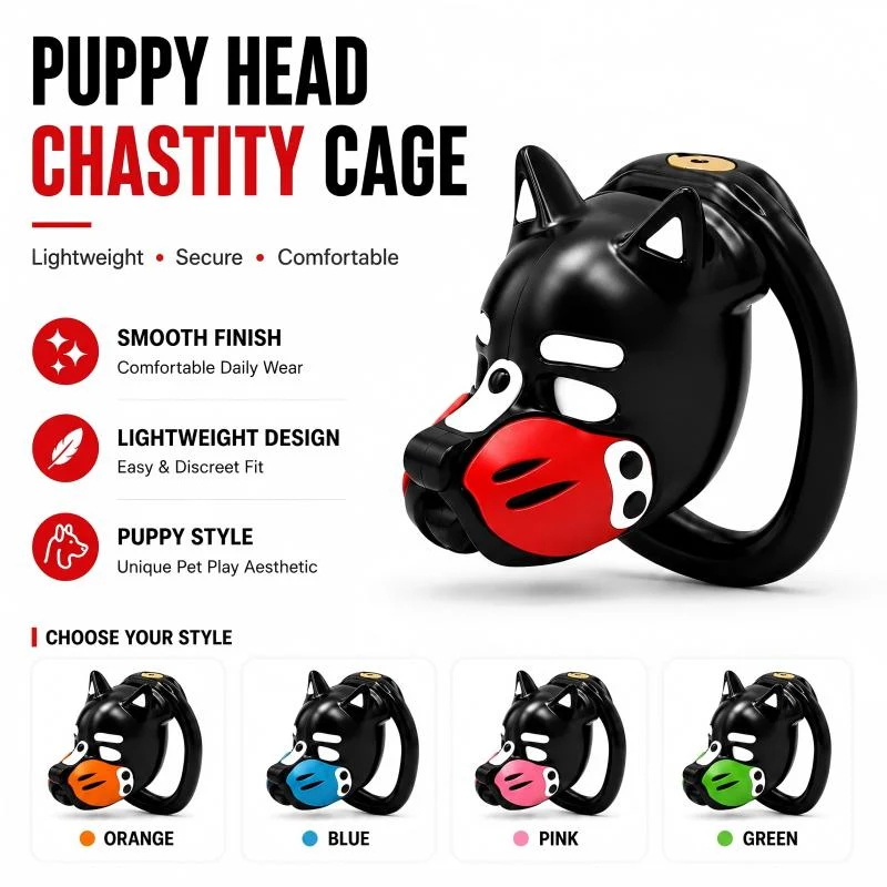 Puppy Style Resin Chastity Cage with 6 Locking Rings