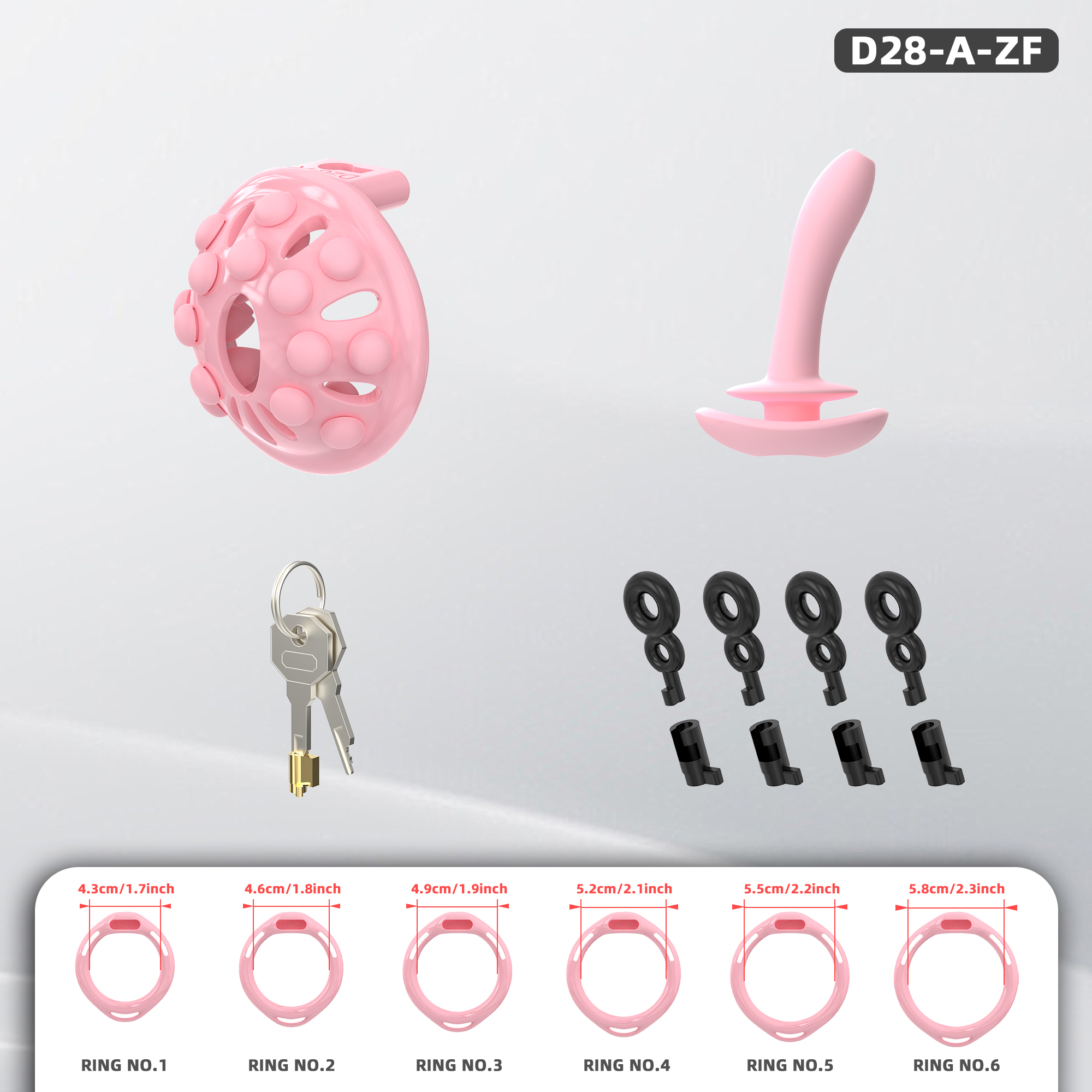 Adjustable Silicone Bead Chastity Lock Device for Men – Wearable Waist Belt & Strapless Options, Pink/Purple/Black Secure Intimate Cage with Soft Silicone Stimulation Beads