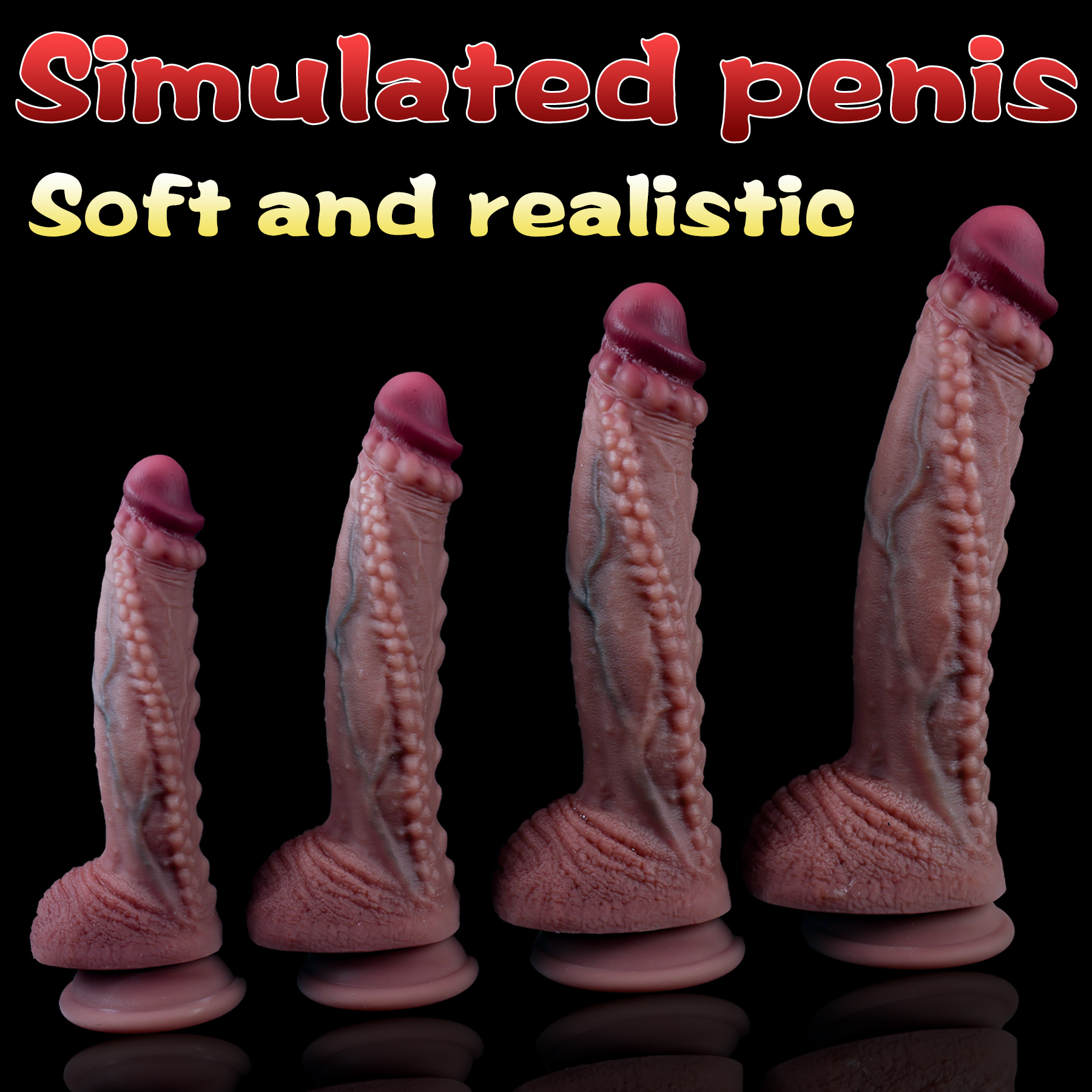 Realistic Beaded Silicone Dildo with Soft Skin Texture & Multiple Sizes