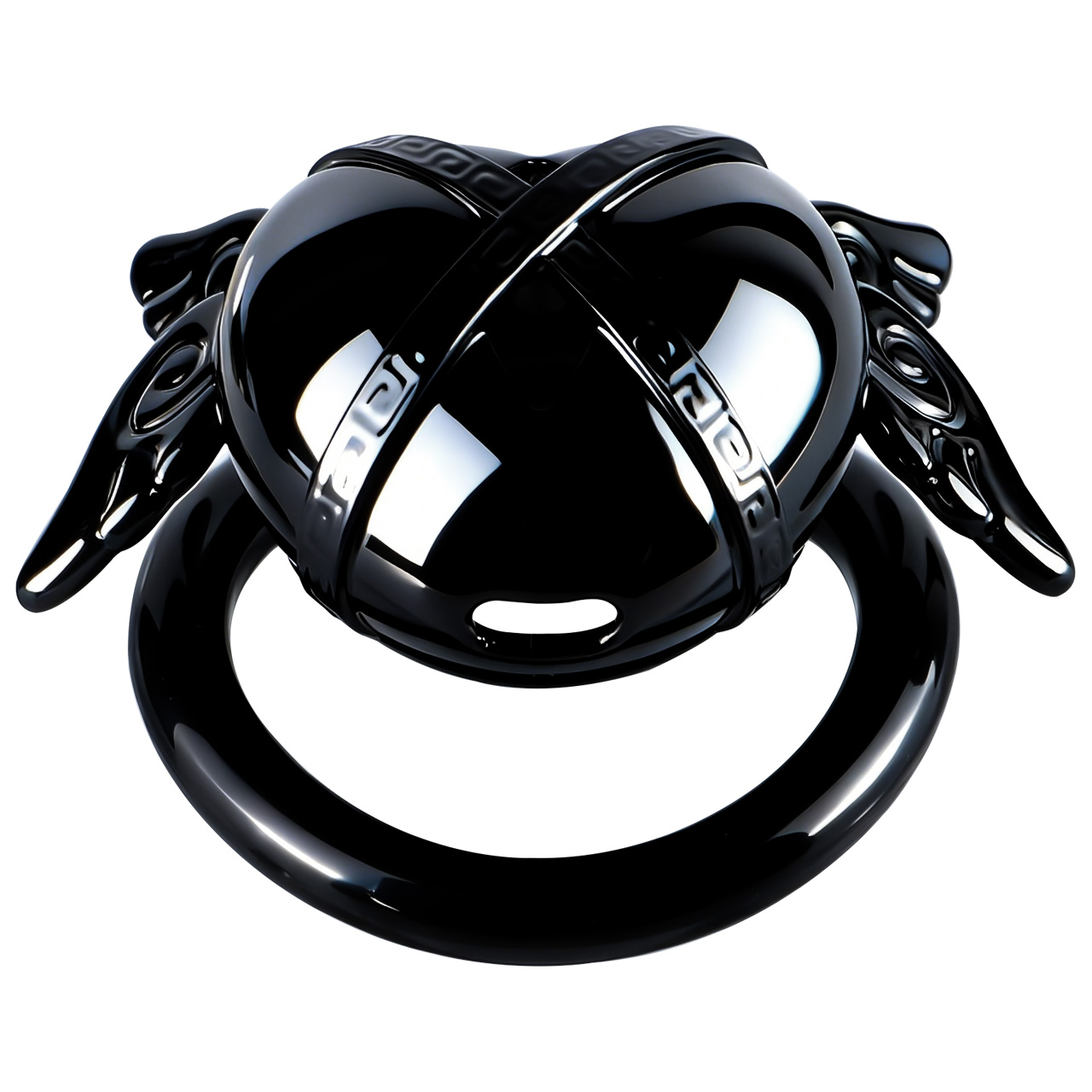 Angel Resin Chastity Lock – Black Heart Design with Wings