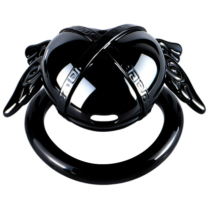 Angel Resin Chastity Lock – Black Heart Design with Wings