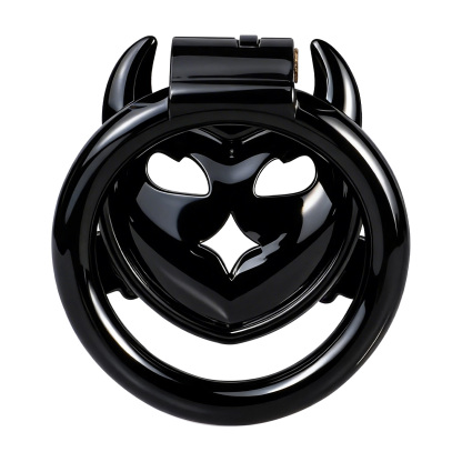 Little Devil Heart Resin Chastity Lock – Black Cute Horn Design