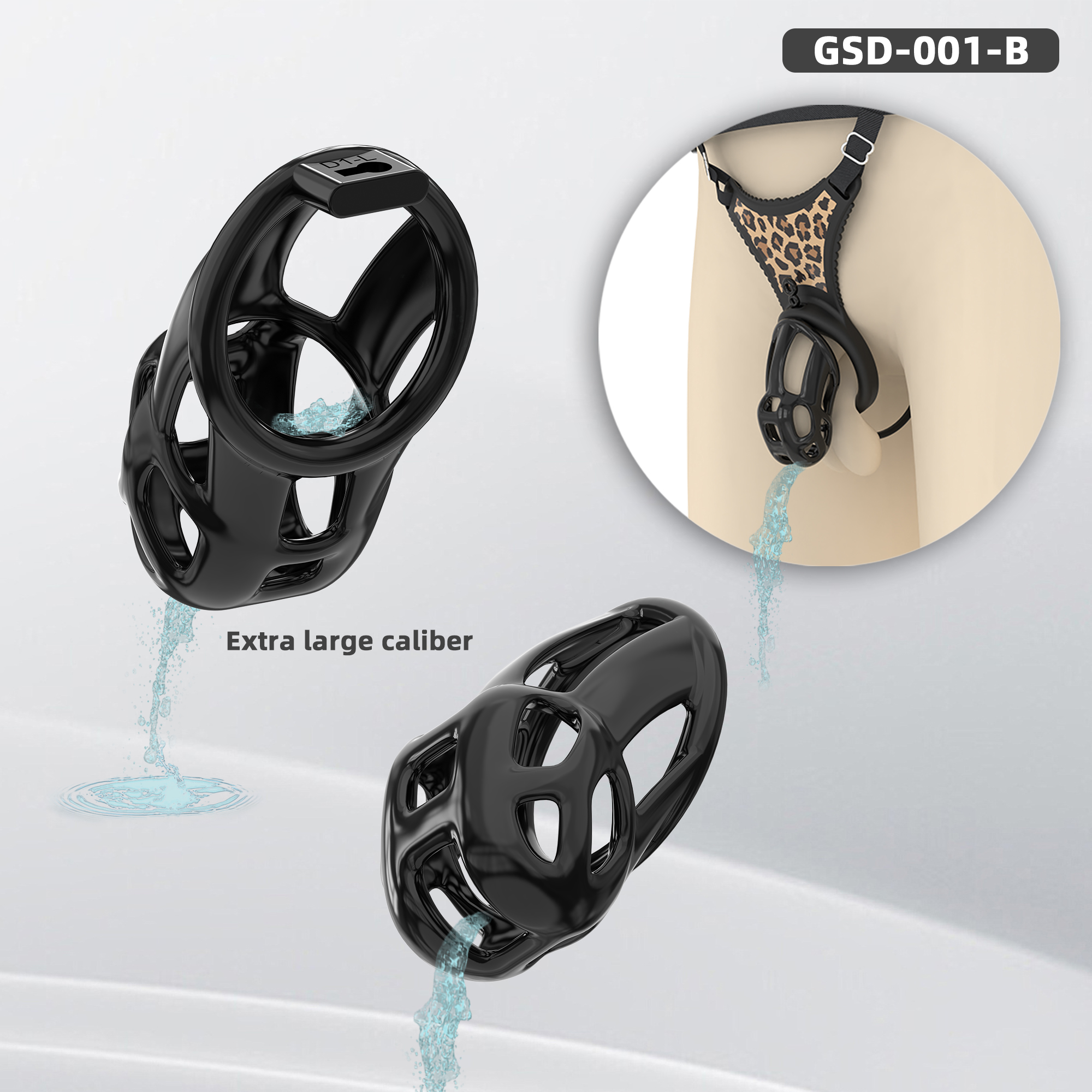 Leopard Print Wearable Chastity Cage with Remote Vibrating Plug