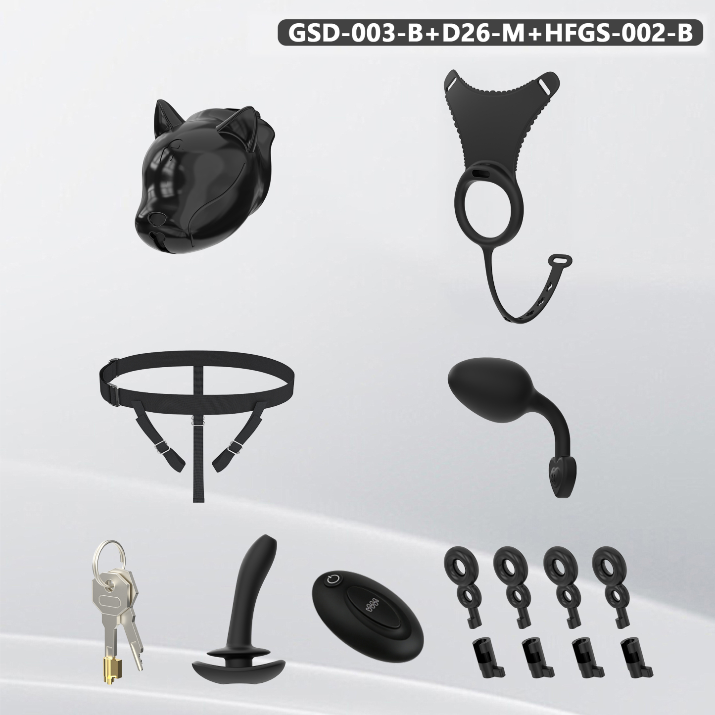 Puppy Head Chastity Cage Set with Underwear & Plug – GSD Series BDSM Restraint Kit