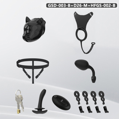 Puppy Head Chastity Cage Set with Underwear & Plug – GSD Series BDSM Restraint Kit