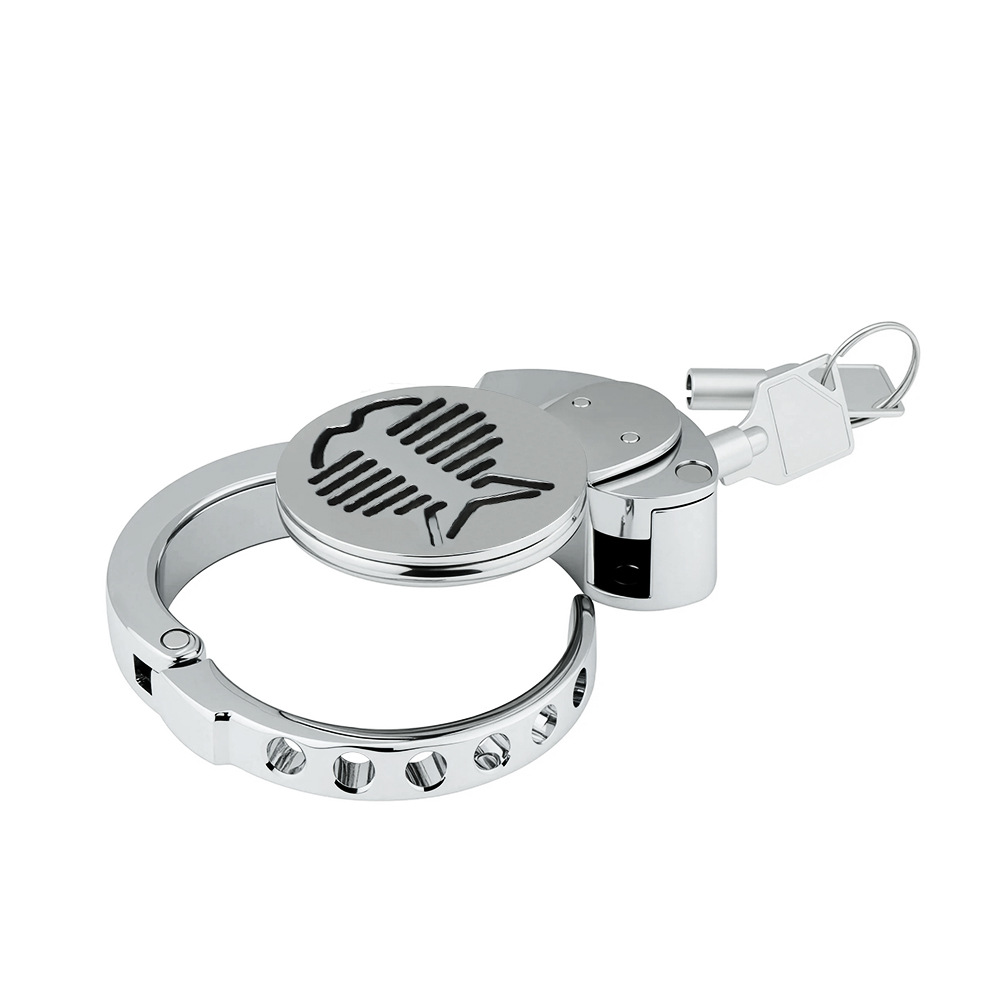 304 Stainless Steel Men's Chastity Lock with Fishbone Pattern Engraving 