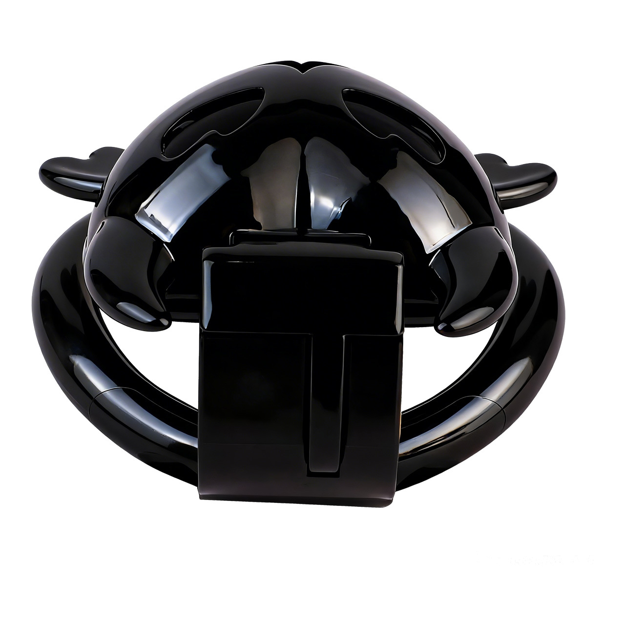 Little Devil Heart Resin Chastity Lock – Black Cute Horn Design