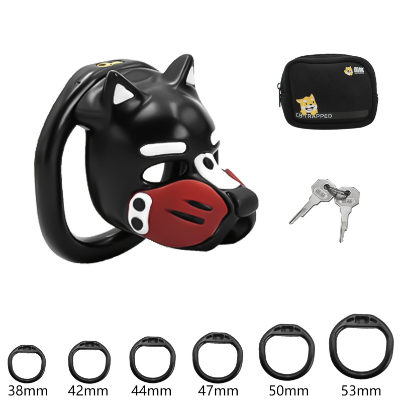 Puppy Style Resin Chastity Cage with 6 Locking Rings