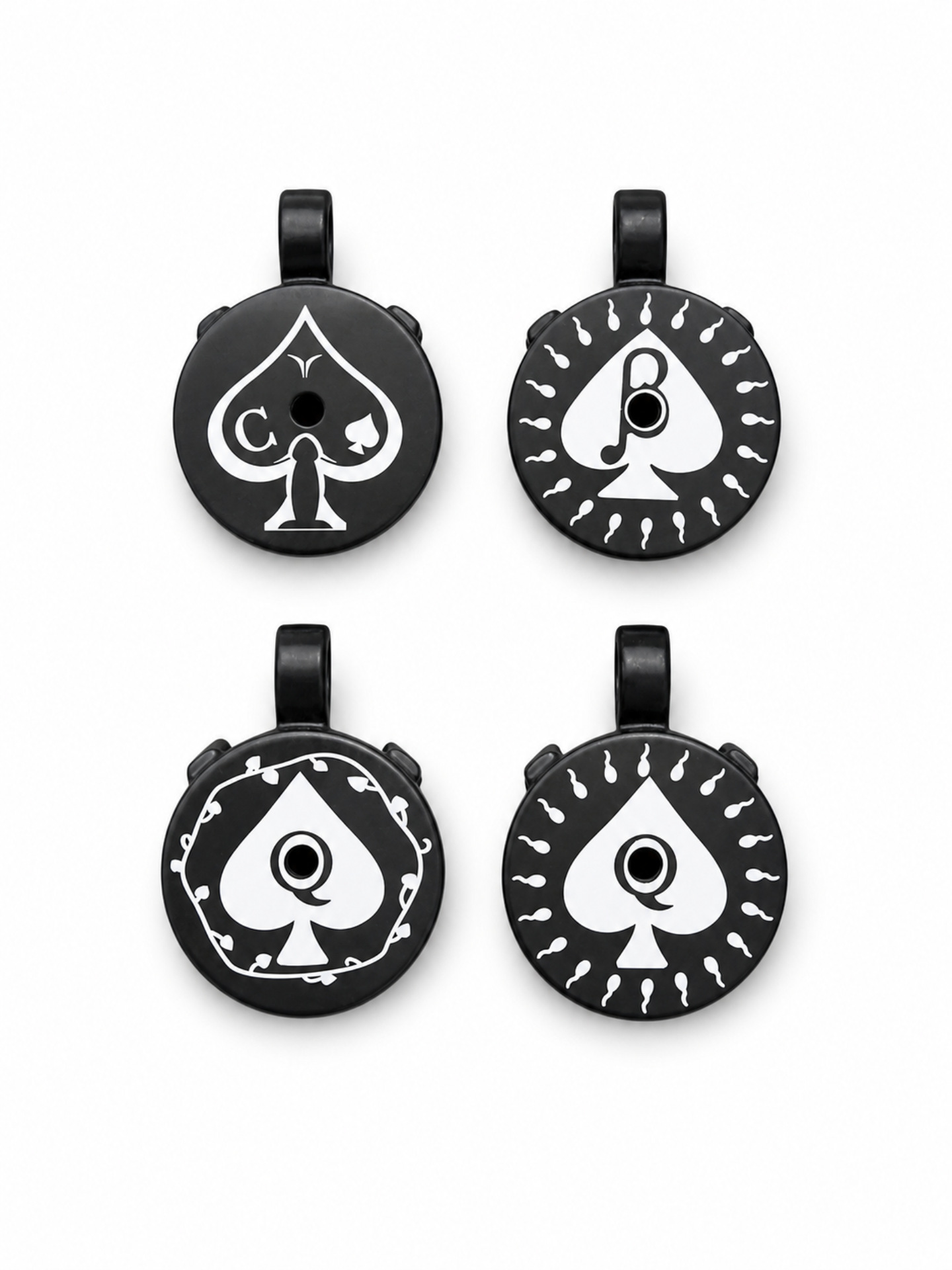 Ace Pattern Flat Chastity Lock – Black Metal Security Lock with 4 Designs