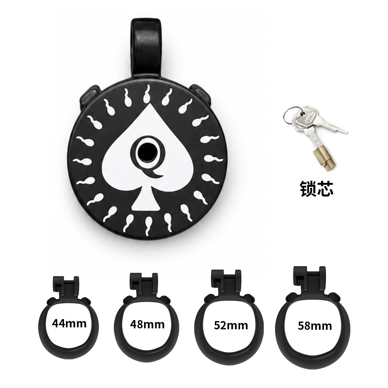 Ace Pattern Flat Chastity Lock – Black Metal Security Lock with 4 Designs