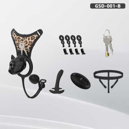 Puppy Head Chastity Cage Set with Underwear & Plug – GSD Series BDSM Restraint Kit