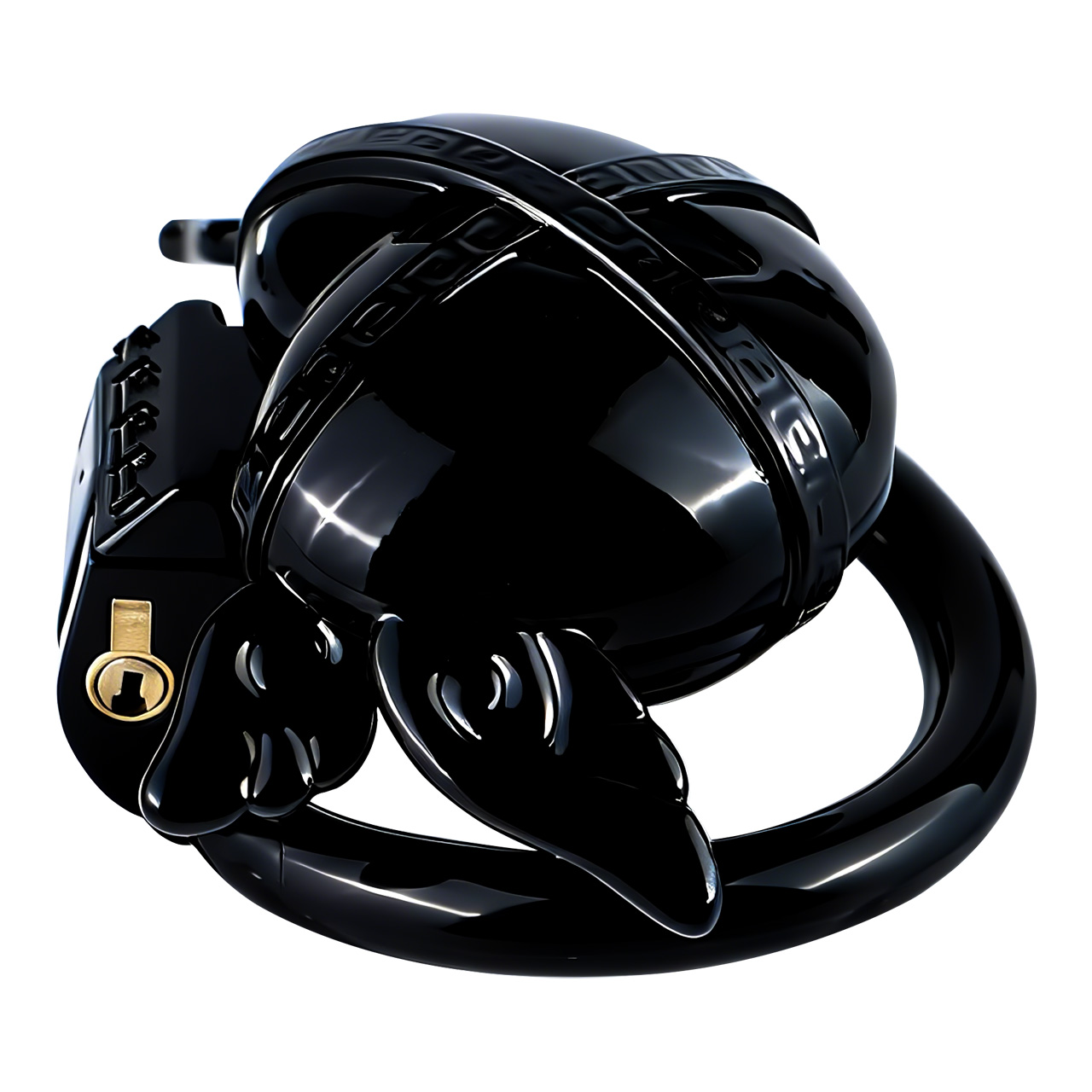 Angel Resin Chastity Lock – Black Heart Design with Wings