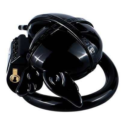 Angel Resin Chastity Lock – Black Heart Design with Wings