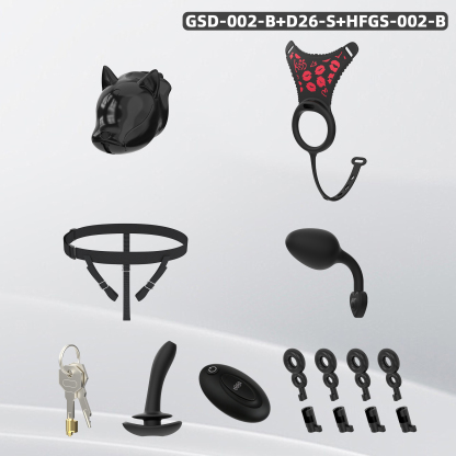 Puppy Head Chastity Cage Set with Underwear & Plug – GSD Series BDSM Restraint Kit