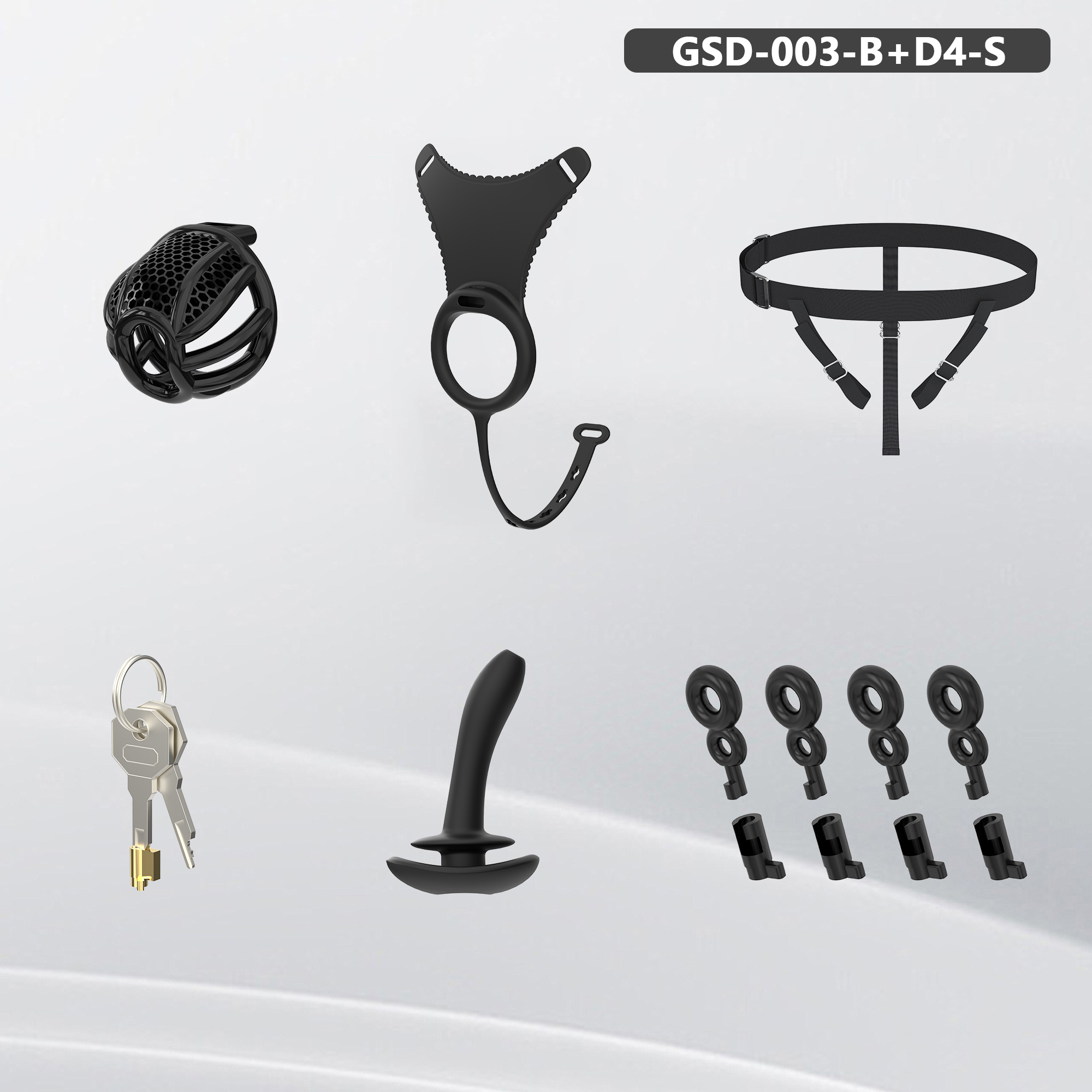 Remote Control Silicone Chastity Device with Adjustable Angle Anal Plug – Breathable Cage System (S/M/L) 