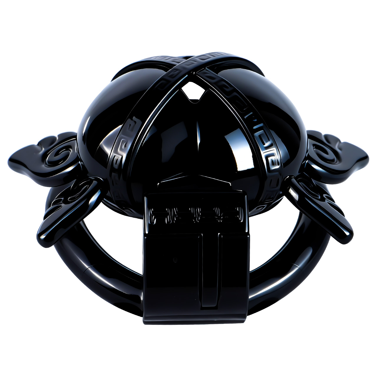 Angel Resin Chastity Lock – Black Heart Design with Wings