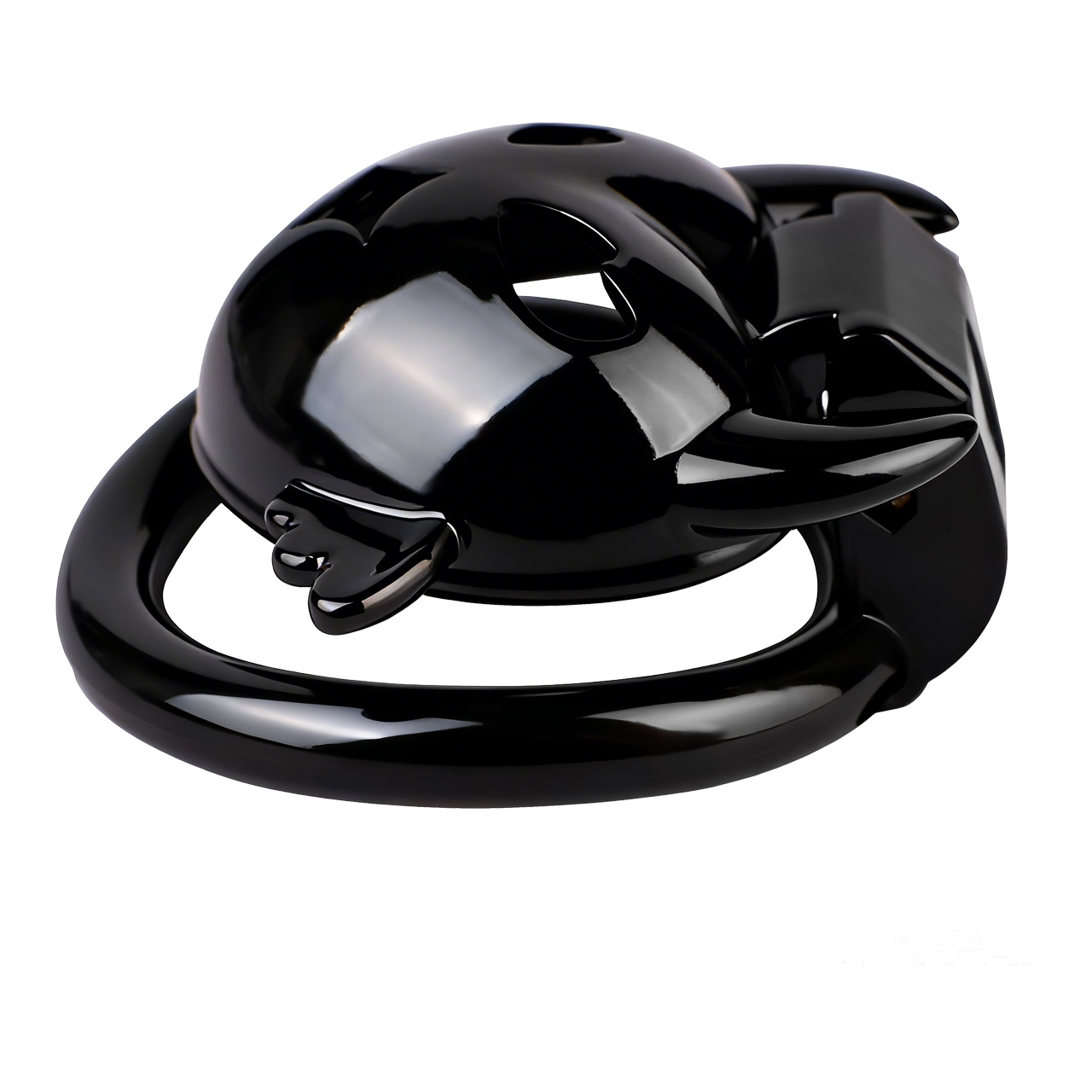 Little Devil Heart Resin Chastity Lock – Black Cute Horn Design